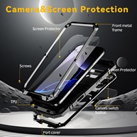 Étui de protection intégral en métal robuste pour 17/16/15/14/13/12/11 Pro Max/17e/16e, en aluminium, antichoc, étanche, avec protection en verre