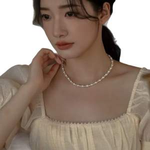 Collar de Perlas de Agua Dulce Naturales 2025 para Mujer, Cadena Minimalista para Clavícula, Estilo Apilado, Chapado en Oro, Plata 925 - Product Image 5