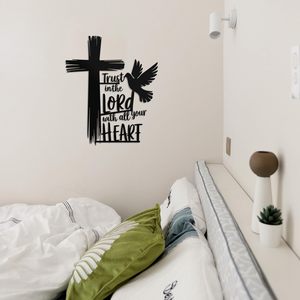 Arte de Pared con Cruz de Metal - Diseño de Confianza en el Señor con Paloma - Decoración Cristiana Resistente a la Oxidación para el Hogar, Iglesia, <span class=keywords><strong>Ideas</strong></span> de Regalo para Bautizo - Product Image 6
