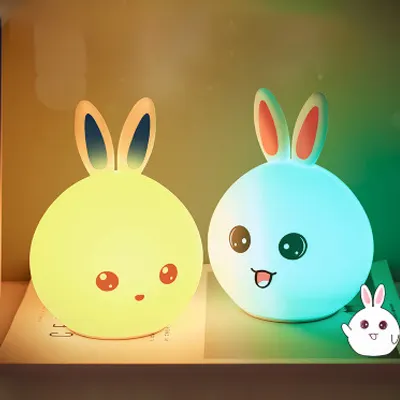 New Baby Bedroom Lamps Cartoon Pets Rabbit Panda Silicone Sleep Led Kids Lamp Bulb Night Light For Children
