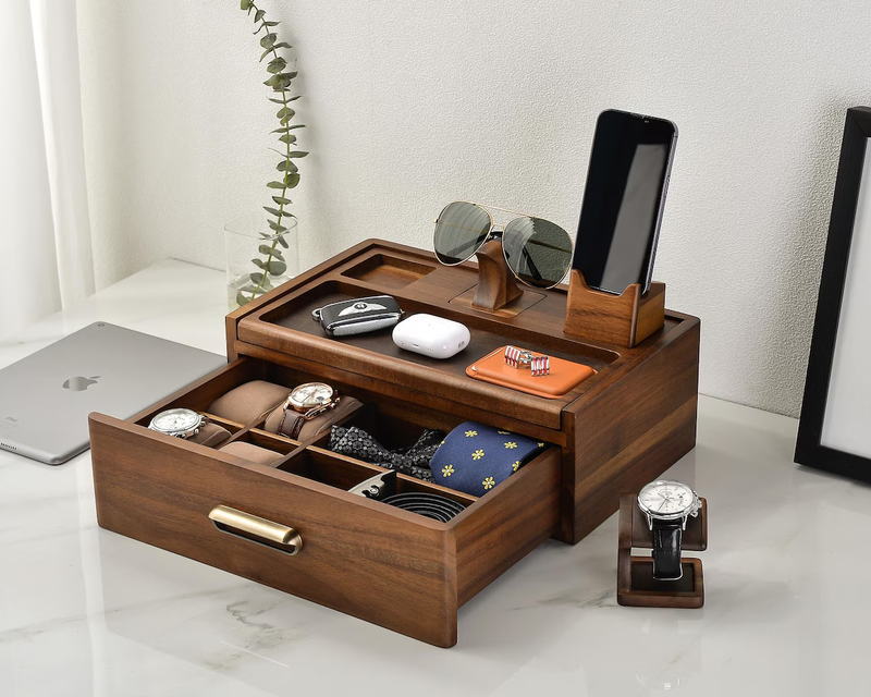 Personalized Wooden Organizer Tray for Men