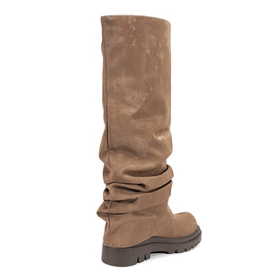 Botas Altas de Mujer con Suela Gruesa de Ante, Punta Cuadrada, Cremallera Trasera, Estilo Pantalón Plisado, 2 Formas de Usar, Botines Superpuestos hasta la Rodilla - Product Image 6