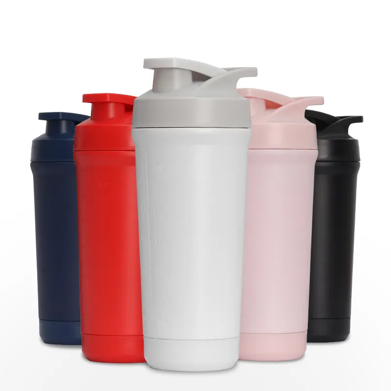 Penjualan laris botol air pengocok Protein Gym Flask terisolasi vakum baja tahan karat dinding ganda bebas Bpa dengan bagian bawah dapat dilepas