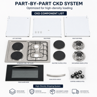Cuisinière à gaz et électrique autonome X CKD 60*60, 2 brûleurs à gaz, 2 plaques chauffantes, avec four de 80L, cuisinière à gaz GPL