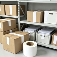 Rouleau d'étiquettes vierges en papier couché, autocollantes, pour codes-barres, format personnalisé pour imprimante à transfert thermique, inventaire d'entrepôt