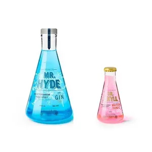 Glass 200ml Bottle Gin Factory Direct Sales Lab Feeling Conical Flask Tonic Glass Bottle 200ml 70cl Cork Beverage Ruiyao Decal