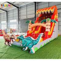Château Gonflable Commercial avec Toboggan Aquatique Double et Structure de Rebondissage
