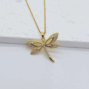 Collar con colgante de libélula de lujo con Zirconia Estilo hip hop Joyería de moda para ocasiones de aniversario - Product Image 5