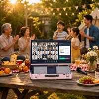 Hub de divertissement Android 14 avec batterie intégrée de 187,2 Wh, microphones sans fil, écran tactile FHD pour les voyages en plein air, le camping et le karaoké