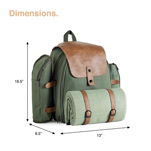 <span class=keywords><strong>Zaino</strong></span> da Picnic di Lusso per 4 Persone in Tela, Impermeabile e Isolato, con 4 Scomparti e Portabottiglie Rimovibile - Product Image 4