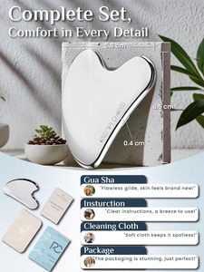 Custom di alta qualità Guasha raschietto viso oro rosa strumento 304 acciaio inox Pour Visage Gua Sha e rullo con Logo - Product Image 6