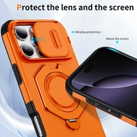 Coque de téléphone antichoc 2-en-1 avec béquille et protection d'objectif coulissante pour iPhone 16 Pro Max