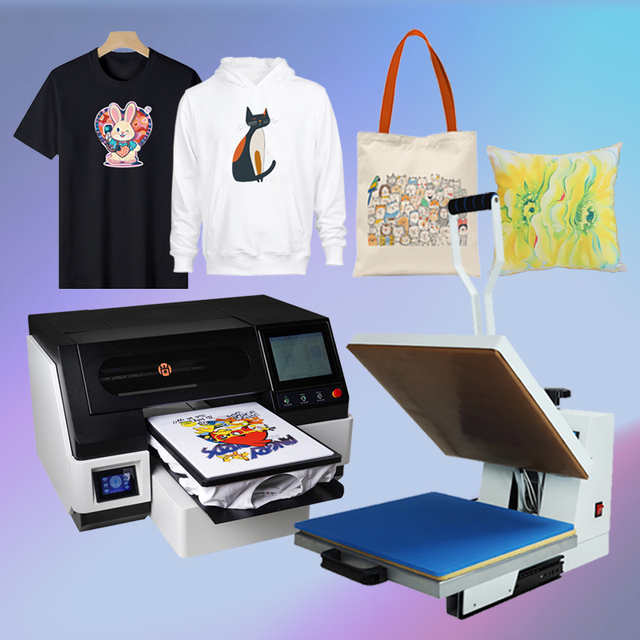 Hot Selling Automatic High Speed 2400 DPI DTG Inkjet Printer for A3/A4 Textile Garments Printing with Touch Screen