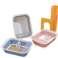 Bac à litière pliable pour chat avec pédale, toilette semi-fermée pour chaton, anti-éclaboussures