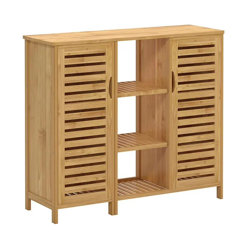 2 Separated Part Bathroom Bamboo Storage Cabinet 3 Tiers Bamboo Storage Shelves For Living Room,Kitchen