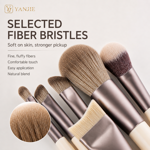 Neues YANJIE 12-teiliges Synthetikfaser-Make-up-Pinsel-Set mit Fächer- und Flachpinseln für Gesicht, Lidschatten, Eyeliner - Anfängerfreundlich - Product Image 3