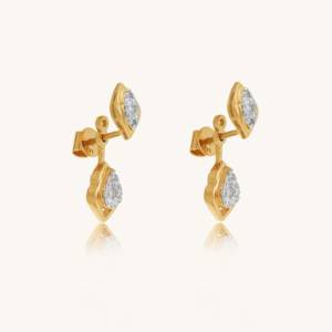 <b>Rose</b> <b>Gold</b> Plated 18K Solid <b>Gold</b> Marquise Cut Diamond <b>Stud</b> <b>Earrings</b> Women's Classic Everyday Wear Jewelry - Product Image 1
