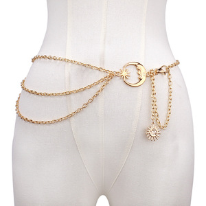 Chaîne de taille en métal Lune et Soleil en alliage de zinc pour femme, bijou décoratif à porter au quotidien pour jupes et pantalons - Product Image 1