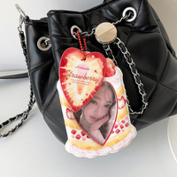 Porte-cartes PVC mignons et kawaii en forme de dessin animé, étuis de présentation pour photocartes d'idols de 3 pouces, protège-badges d'étudiant et breloques de sac