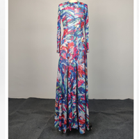 Robe longue pour femmes, imprimé abstrait, manches longues, boutonnée sur le devant, coupe trapèze, idéale pour les vacances, la plage, les soirées dansantes et les banquets