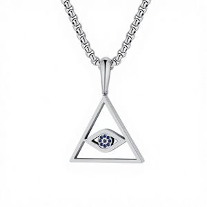 Collier pour homme <span class=keywords><strong>Alin</strong></span> Design en acier inoxydable plaqué or, pendentif croix poli avec pierres et yeux, bijoux en zircon, cadeau - Product Image 4