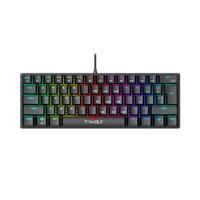 Portable Office Design T-WOLF T61 60% Mini Wired Gaming Keyboard Mini 61 Key RGB Light Effect USB Connection Mechanical Keyboard