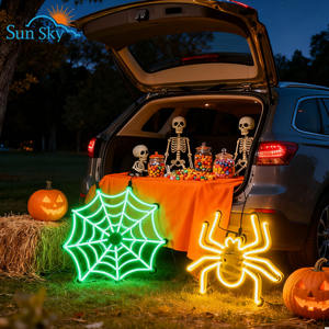 Venta caliente Feliz Halloween Spiderweb Neon Sign LED Light Wall Decor con diseño de tela de araña - Product Image 4