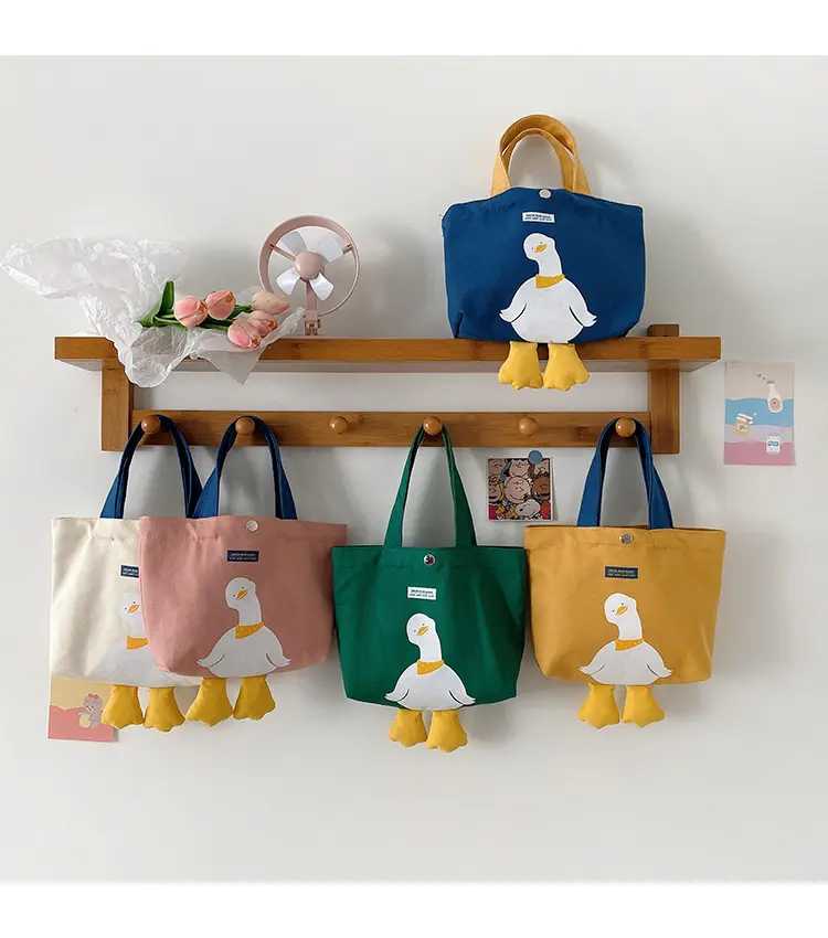 New Versatile yellow duck cartoon cute pet shopping tote bag ladies travel shopping travel leisure canvas handbag
