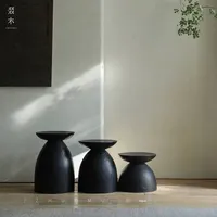 Kemei Moderner Wabi-Sabi Stil Sanduhr-Beistelltisch Massivholz-Hocker Sofa-Nachttisch Eck-Tisch für Ferienwohnungen Kreativer Couchtisch