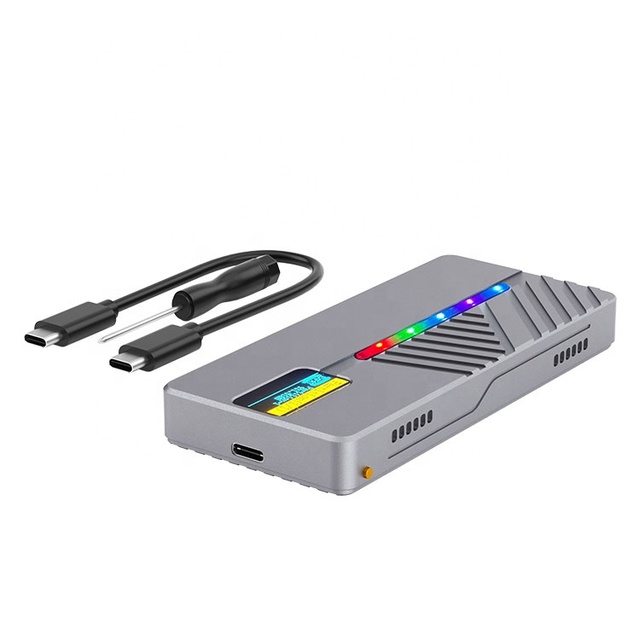 Dual Protocol NVMe M.2 SSD Aluminum Enclosure 10Gbps Type C USB 3.1 External Hard Drive Smart Screen Display SATA SSD Compatible