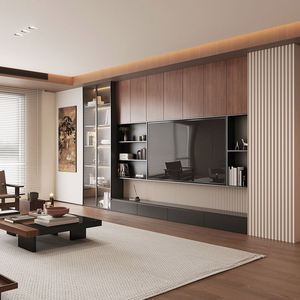 Meuble TV LED 4K, design moderne et luxueux, montage mural flottant, en bois, pour salon, hôtel, appartement - Product Image 4