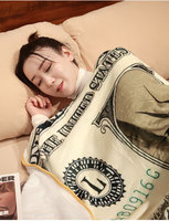 Personnalisé Populaire 95*165cm Créatif Drôle Bureau Sieste Million Bill Flanelle Climatisation Argent Dollar Jeter Couverture