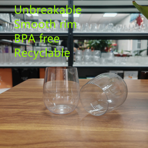 Copas de vino de plástico PET irrompibles desechables, reciclables y sin BPA - Product Image 2