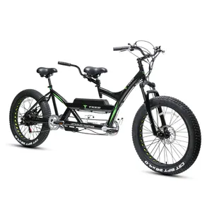 TXED26インチタンデム電動自転車、リアモーターファットタイヤデュアルサドルエネルギー2人用48V電子自転車