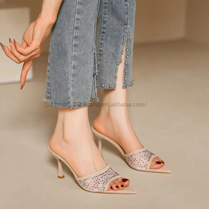 New Fine Rhinester High Slippers Pointed Open Toe High-<b>heeled</b> Sandals - Product Image 5