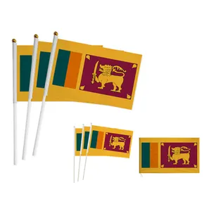 Polyester ülke küçük bayrak stok toptan baskılı Sri Lanka el bayrağı sallayarak için