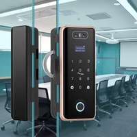 Serrure intelligente en alliage d'aluminium à reconnaissance faciale 3D pour portes en verre à cadre en aluminium de bureau, installation sans perçage, compatible