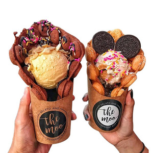 Cheap Wholesale <b>Disposable</b> Environmentally Friendly Brown Kraft Paper Waffle Cupcake Eggs Packaging Diagonal Paper <b>Cups</b> - Product Image 1