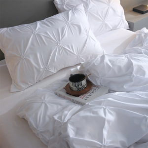 Ánh Sáng Sang Trọng Bộ Đồ Giường Đặt Hoa Thêu Kỹ Thuật Ba Mảnh Giường Bìa Đặt Nhiều Màu Sắc Rắn Polyester Quilt Cover Set - Product Image 4