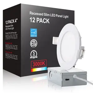 Penjualan Langsung dari Pabrik Bintang Energi 4 Inci 9W IP44 Tidak Berkedip Anti-Glar Tersembunyi Bulat Ultra Ramping Dapat Diredupkan Lampu Panel Led ETL