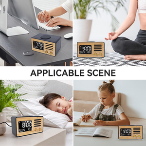 Haut-parleur Bluetooth électronique portable avec radio FM, chargeur de téléphone sans fil, horloge numérique LED en bois et réveil – Cadeau promotionnel pour bureau/table - Product Image 6
