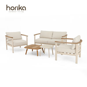 طقم أريكة فاخر من الألومنيوم للحدائق الخارجية مناسب لجميع الأحوال الجوية، أثاث خارجي للفنادق والحدائق - Product Image 5