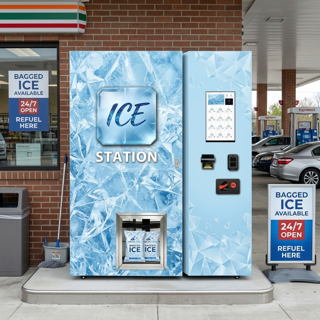 JFP 450kg Daily Output Outdoor 24 Hour Unmanned Ice Vending Machine Self Service Cube Ice Maker with Bagging Sealing System