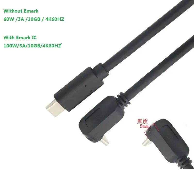 TPE USB3.1 tipe-c 90 derajat sudut 16-pin dilengkapi dengan Emark 100W 4k60hz