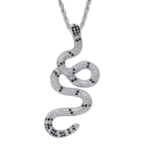 Collana con ciondolo serpente colorato Iced Out, brillante, con zirconi cubici, stile Hip Hop, gioielli di lusso da strada per uomo, personalizzabile - Product Image 2