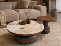 Table basse moderne à plateau relevable avec surface en pierre frittée, rangement dissimulé, table de salon en bois, usine de meubles OEM