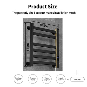 Calentador de Toallas Eléctrico Moderno Negro IPX4 YEETE, <span class=keywords><strong>Toallero</strong></span> Calefactado de Pared para Baño con Calentamiento Rápido - Product Image 2
