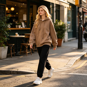 Sudadera con Capucha Extra Grande para Mujer, Transpirable, con Logotipo Personalizado, 100% Algodón Tejido, Color Sólido, Bolsillos, Corte Regular, Otoño - Product Image 6
