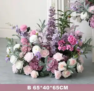 Kualitas tinggi disesuaikan ukuran sutra buatan pernikahan bola bunga alami tampak nyata warna Lavender 50cm bola bunga