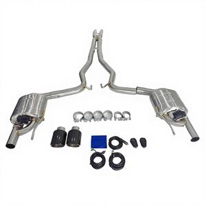 Catback de alto rendimiento para <span class=keywords><strong>Ford</strong></span> <span class=keywords><strong>Mustang</strong></span> Gt 5,0 silenciador de sistema de escape Valvetronic de acero inoxidable con punta de fibra de carbono - Product Image 1
